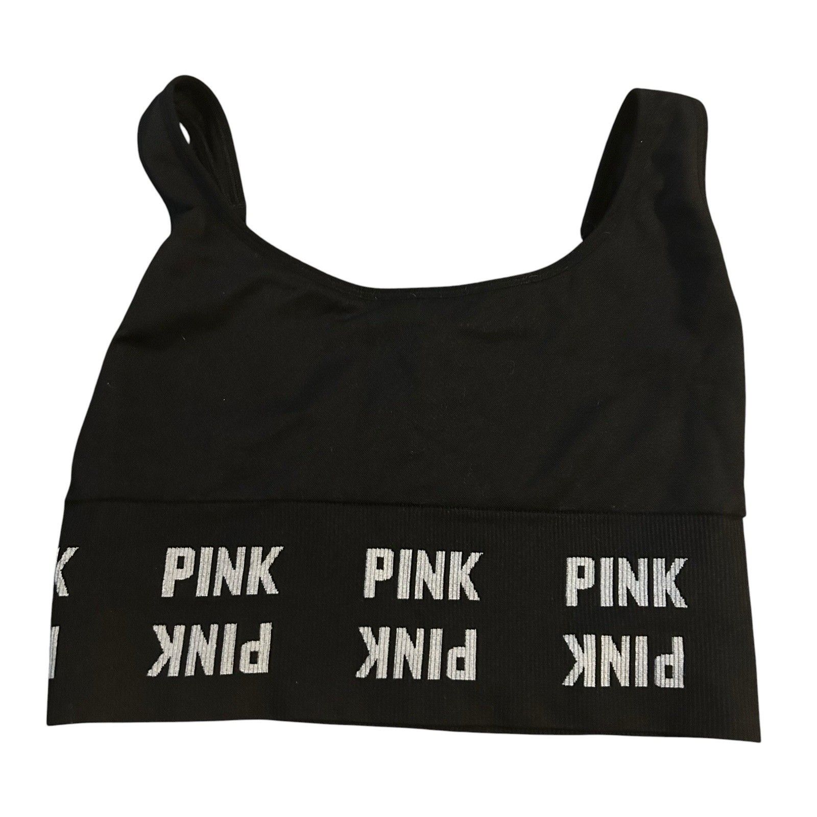 Victorias Secret Sz Medium Sports Bra Seamless Lightly Lined Black Pink Active